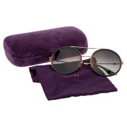 Gucci Web Stripe / Grey Gradient GG0061S Round Sunglasses