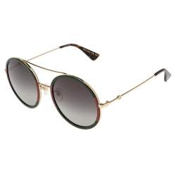 Gucci Web Stripe / Grey Gradient GG0061S Round Sunglasses