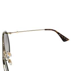 Gucci Web Stripe / Grey Gradient GG0061S Round Sunglasses