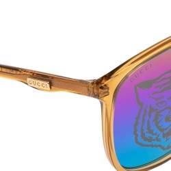 مملوكة مسبقًا نظارة شمسية غوتشي GG0265S بطبعة نمر بني/ متعددة الألوان متدرجة مربعة