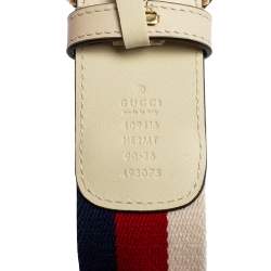 Pre Owned Gucci Multicolor Canvas and Leather Web GG Marmont Belt 90CM
