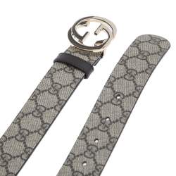 مملوكة مسبقًا Gucci Beige GG Supreme Canvas Interlocking G Buckle Belt 85CM