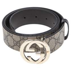 مملوكة مسبقًا Gucci Beige GG Supreme Canvas Interlocking G Buckle Belt 85CM
