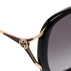 مملوكة مسبقًا Gucci Black Acetate GG0649SK Gradient Oversized Sunglasses 