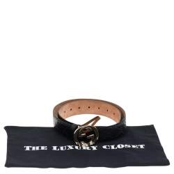 Gucci Black Guccissima Leather Interlocking G Buckle Belt 80 CM