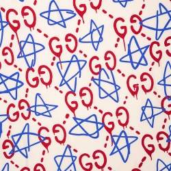 Gucci Beige Ghost Star Print Silk Scarf