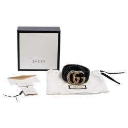 Pre Owned Gucci Black Elastic Leather GG Torchon Buckle Belt 90CM
