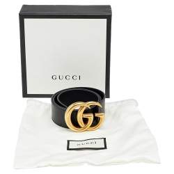 Pre Owned Gucci Black Leather GG Marmont Belt 70 CM