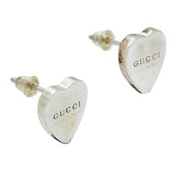 Gucci Sterling Silver Heart Stud Earrings