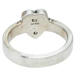 Pre Owned خاتم غوتشي فضة إسترليني على شكل قلب مقاس 15