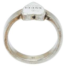 Pre Owned خاتم غوتشي فضة إسترليني على شكل قلب مقاس 15