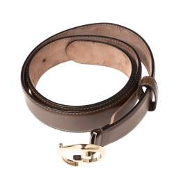 Pre Owned Gucci Brown Leather GG Dollar Belt 80 CM