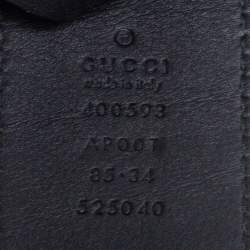 Pre Owned Gucci Black Leather GG Marmont Buckle Belt 85CM