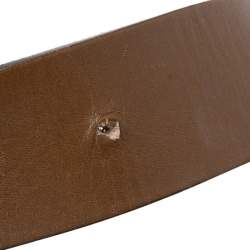 Pre Owned Gucci Brown Leather Interlocking GG Buckle Belt 90 CM