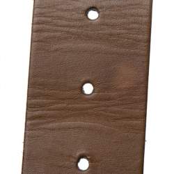 Pre Owned Gucci Brown Leather Interlocking GG Buckle Belt 90 CM