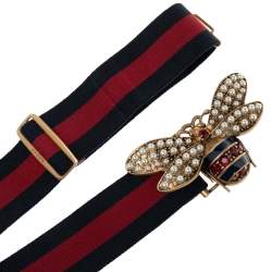 مملوكة مسبقًا حزام غوتشي كانفاس ويب متعدد الألوان بإبزيم مزخرف نحلة 75 سم