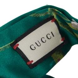 Gucci Green Floral Print Silk Headband