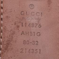 مملوكة مسبقًا Gucci Light Gold Guccissima Leather Interlocking G Buckle Belt 80CM