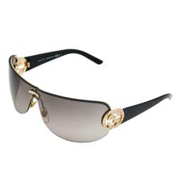 Pre Owned Gucci Gold/Brown Gradient GG 4224 Crystal Logo Rimless Sunglasses