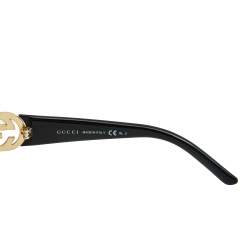 Pre Owned Gucci Gold/Brown Gradient GG 4224 Crystal Logo Rimless Sunglasses
