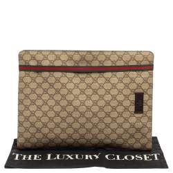 مملوكة مسبقًا Gucci Beige GG Supreme Canvas Portfolio Document Case