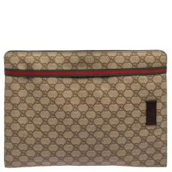 مملوكة مسبقًا Gucci Beige GG Supreme Canvas Portfolio Document Case