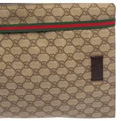 مملوكة مسبقًا Gucci Beige GG Supreme Canvas Portfolio Document Case