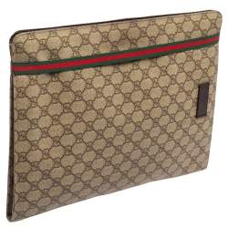 مملوكة مسبقًا Gucci Beige GG Supreme Canvas Portfolio Document Case