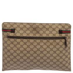 مملوكة مسبقًا Gucci Beige GG Supreme Canvas Portfolio Document Case