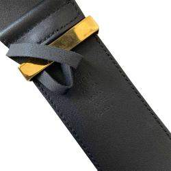 Pre Owned Gucci Black/Gold Leather Snake Effect Belt 85/34