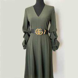 Pre Owned Gucci Black/Gold Leather Snake Effect Belt 85/34