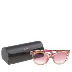 Pre Owned Gucci Flora Print/ Pink Gradient GG3740/S Cat Eye Sunglasses