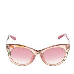 Pre Owned Gucci Flora Print/ Pink Gradient GG3740/S Cat Eye Sunglasses