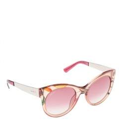 Pre Owned Gucci Flora Print/ Pink Gradient GG3740/S Cat Eye Sunglasses