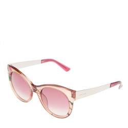 Pre Owned Gucci Flora Print/ Pink Gradient GG3740/S Cat Eye Sunglasses