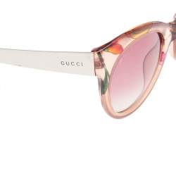 Pre Owned Gucci Flora Print/ Pink Gradient GG3740/S Cat Eye Sunglasses