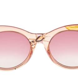 Pre Owned Gucci Flora Print/ Pink Gradient GG3740/S Cat Eye Sunglasses