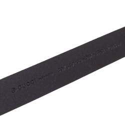 Pre Owned Gucci Black Leather Horsebit Buckle Belt 85CM