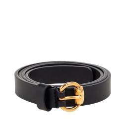 Pre Owned Gucci Black Leather Horsebit Buckle Belt 85CM