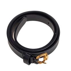 Pre Owned Gucci Black Leather Horsebit Buckle Belt 85CM