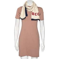 Pre Owned Gucci Cream Silk Modal Guccy Print Web Striped Shawl