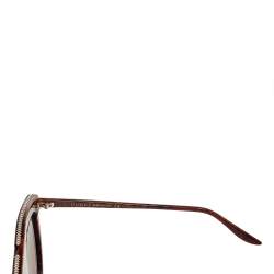 Pre Owned Gucci Black/Marbled Brown/ Brown GG0732S Pilot Sunglasses