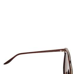 Pre Owned Gucci Black/Marbled Brown/ Brown GG0732S Pilot Sunglasses