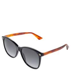 مملوكة مسبقًا Gucci Black & Havana/ Grey Gradient GG0024S Wayfarer Sunglasses