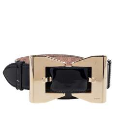 Pre Owned Gucci Black Patent Leather Queen Waist Belt 80CM