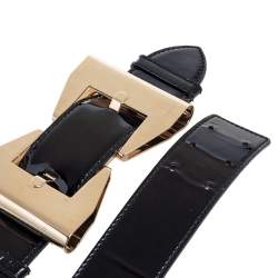 Pre Owned Gucci Black Patent Leather Queen Waist Belt 80CM