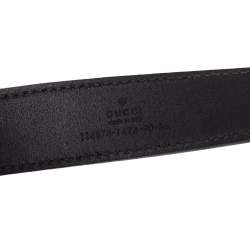 مملوكة مسبقًا Gucci Black Leather Interlocking G Buckle Belt 90CM
