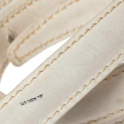 Pre Owned Gucci White Leather Logo Plague Slim Belt 85CM
