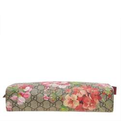 مملوكة مسبقًا Gucci Beige/Brown GG Supreme Canvas Blooms Cosmetic Case