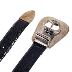 Gucci Black Patent Leather Horsebit Buckle Belt 85CM